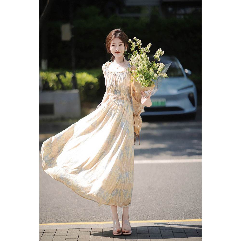 Floral Slip Dress Stringy Selvedge Dress Women - Mubimart