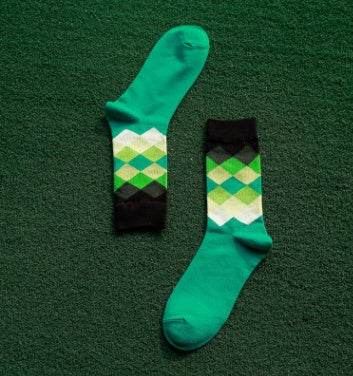 Colored diamond men's socks men's cotton socks long socks - Mubimart
