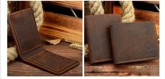 Business Fashion Men Retro Short Wallet - Mubimart