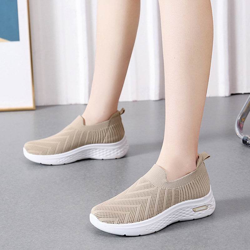 Casual Mesh Shoes Sock Slip On Flat Shoes For Women Sneakers Casual Soft Sole Walking Sports Shoe - Mubimart