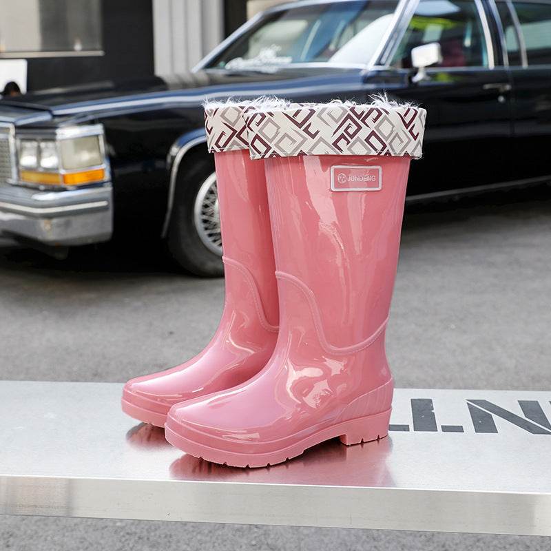 Adult High-top Women's Rain Boots Non-slip Waterproof Kitchen Work PVC Water Shoes Women - Mubimart