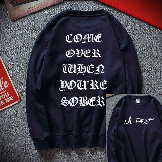 Cool Men Hip Hop Streetwear Top Cotton Fleece Sweatshirt - Mubimart