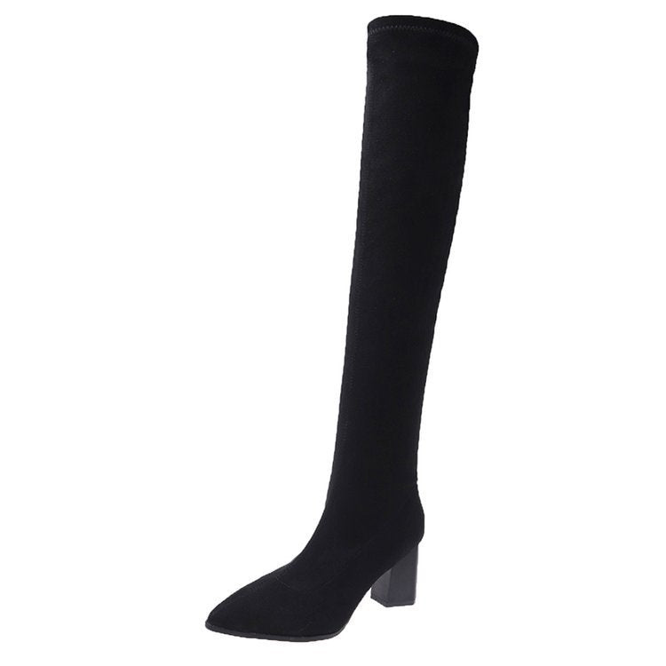 Over The Knee Boots Women's Pointed Toe Leather Boots