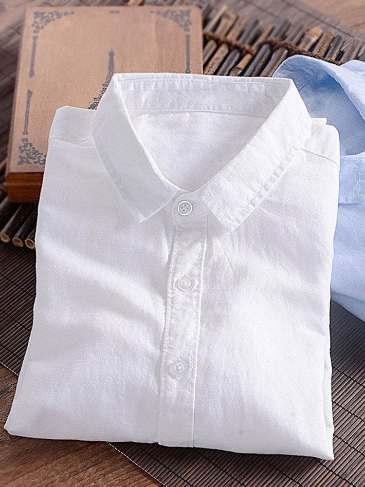 Long sleeve linen shirt - Mubimart