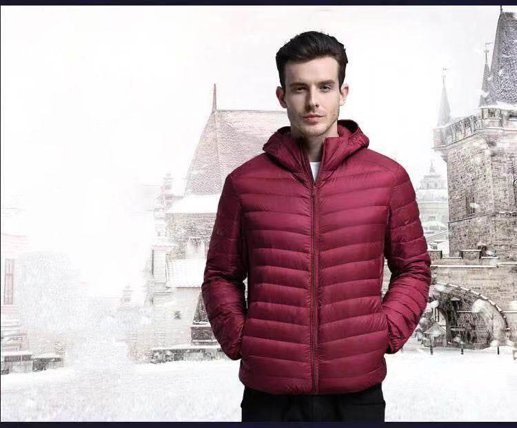 Lightweight Down Jacket Hooded Men Short - Mubimart
