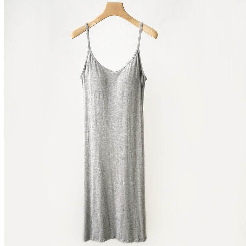 Plus Size Loose Lengthened Plus-sized Maternity Dress Sling Bottoming Shirt With Chest Pad - Mubimart