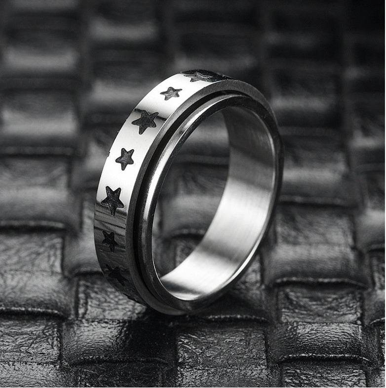 European And American Fashion Titanium Steel Rotating Ring Men - Mubimart