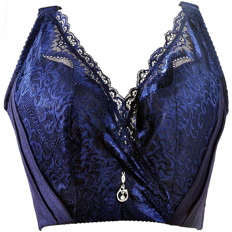 Thin Plus Size Bra Big Chest Small Lace Full Cup Bra - Mubimart