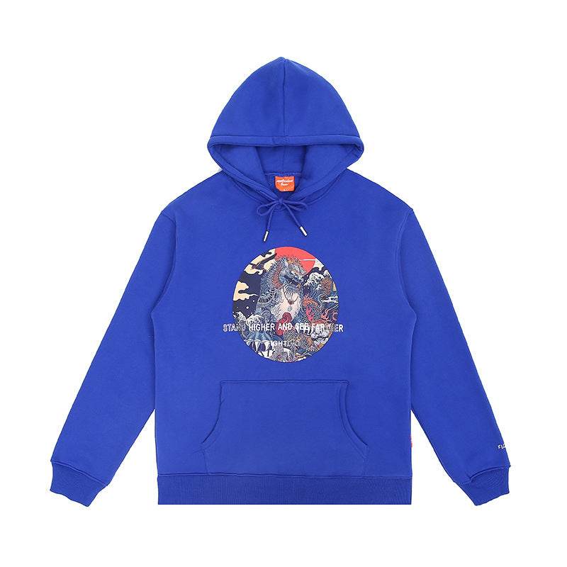 Chinese Style Sweater Mens Unic Orn Print Hoodie - Mubimart