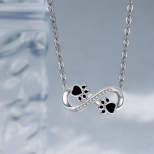 European And American Unlimited Symbol Pet Footprints Fashion Design Footprints Personalized Necklace For Women