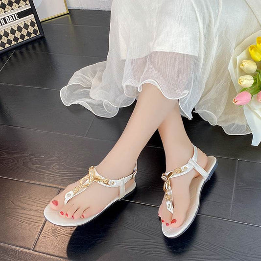 Summer Buckle Flip-flops Bohemian Style Flip-flops Flat Sandals - Mubimart