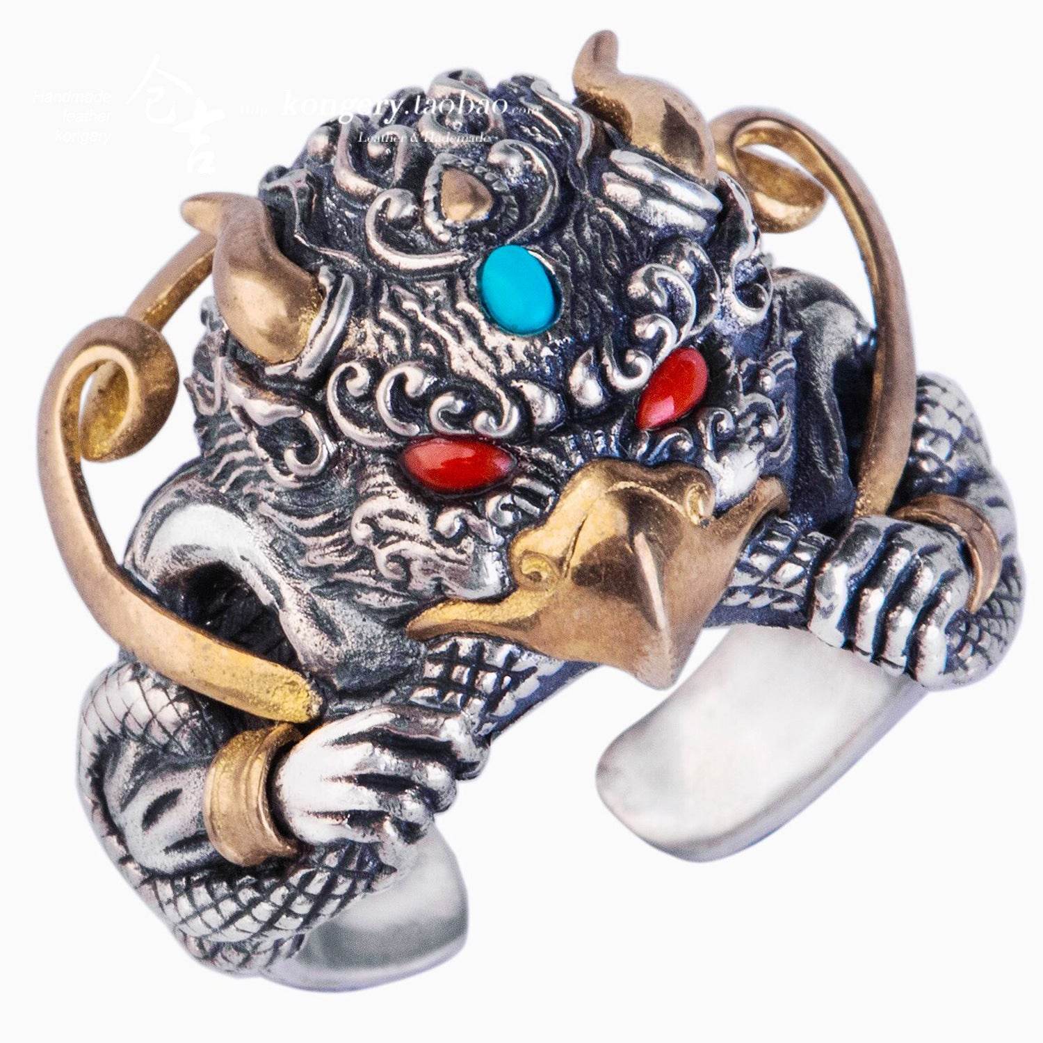 Golden Wing Dapeng Bird Ring Retro Gem Ring Men - Mubimart