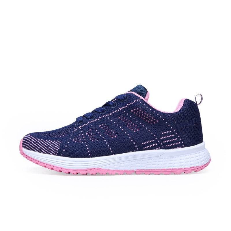 Black White Sneakers Women Lace Up Running Walking Shoes - Mubimart