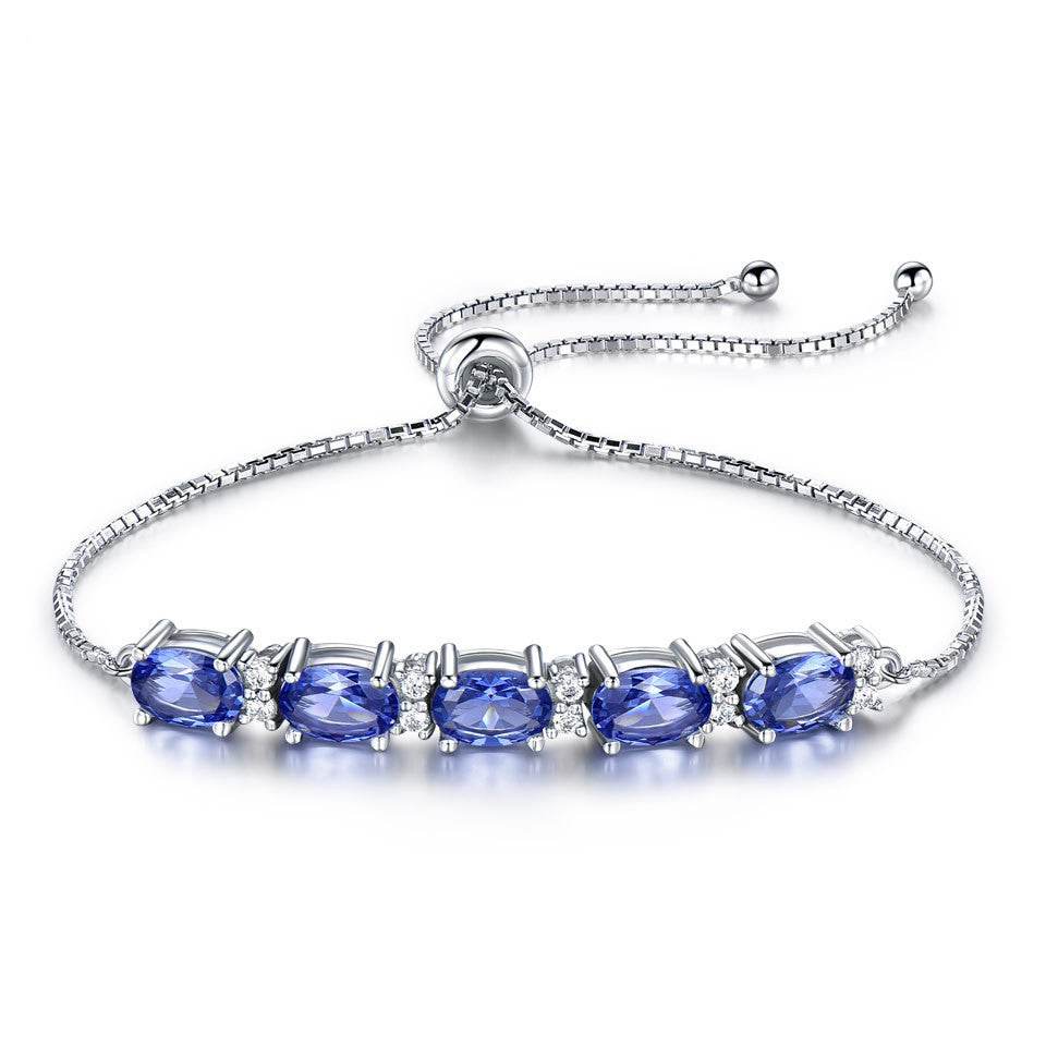 Bracelets For Women Gemstone Blue Topaz Adjustable Chain Link Bracelet Christmas Jewelry - Mubimart