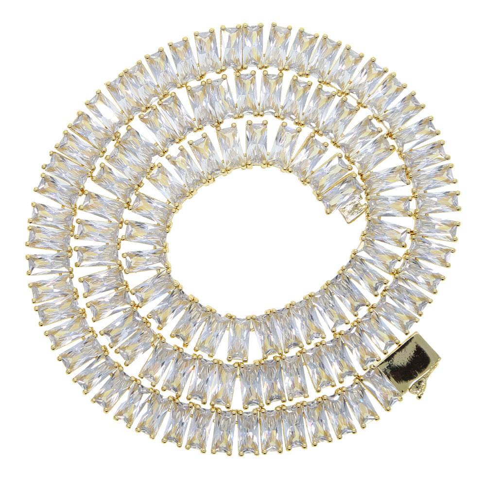 Mens Fashion Simple Rectangular Zirconia Hip Hop Necklace - Mubimart