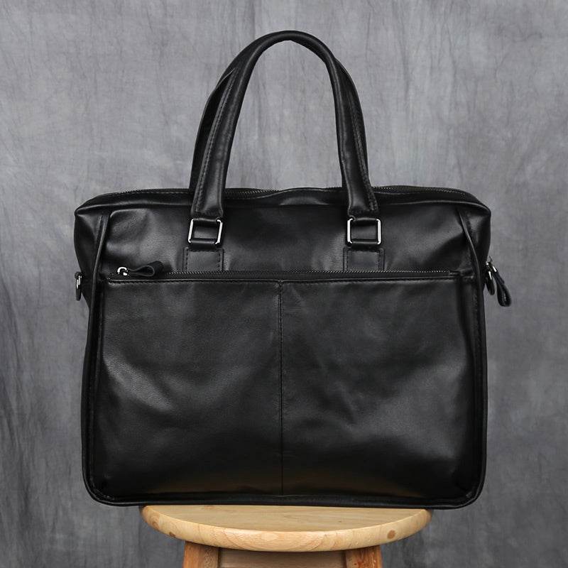 Men's Portable Leather Leisure Briefcase - Mubimart
