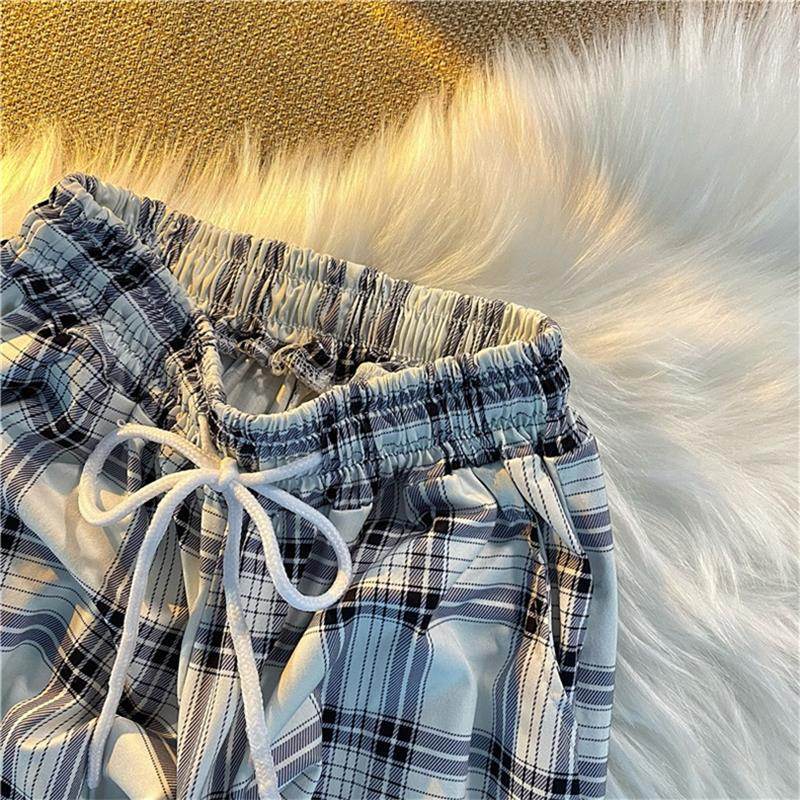 Plaid Pants Women's Casual Jogger Pants Fashion Loose Street Harem Pants - Mubimart