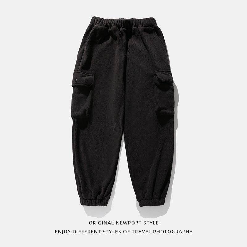 Polar Fleece Loose Sports Workwear Sweatpants - Mubimart