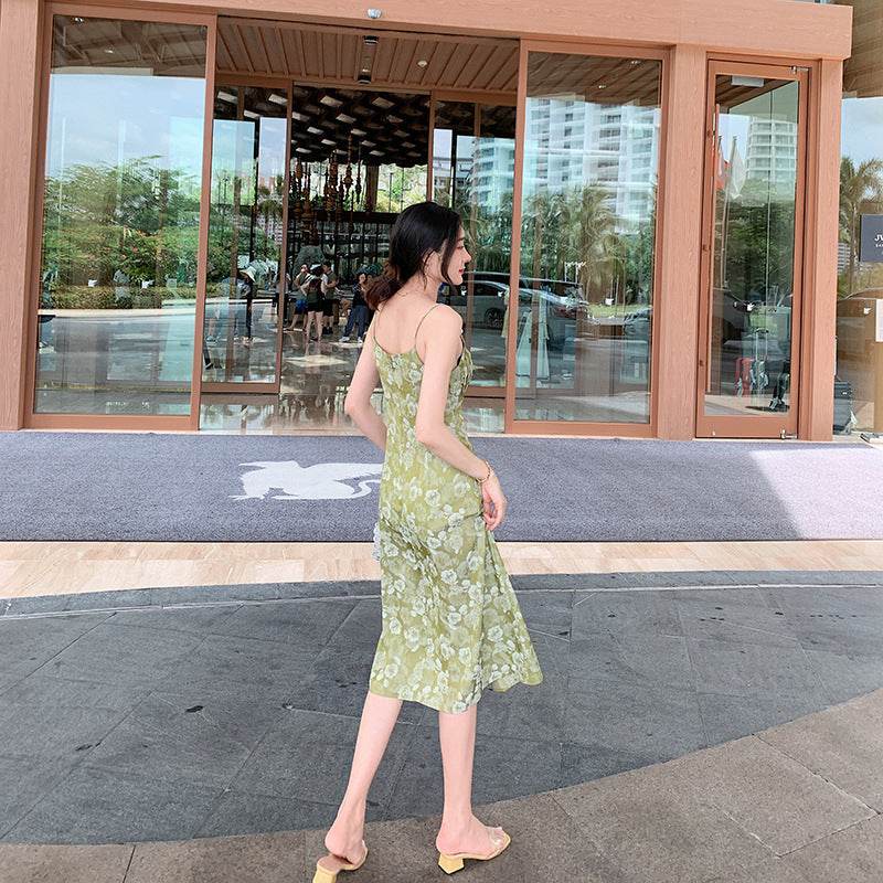 Women's Slim Fit Floral Print Slip Dress - Mubimart