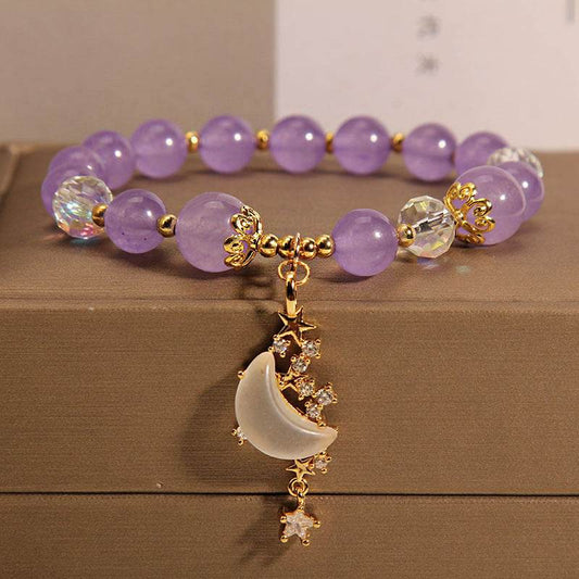 Chinese Style Amethyst Beaded Bracelet For Women - Mubimart