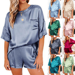 Pajama Set Short Sleeve Sleepwear Women Home Clothing - Mubimart - Pajama Set 