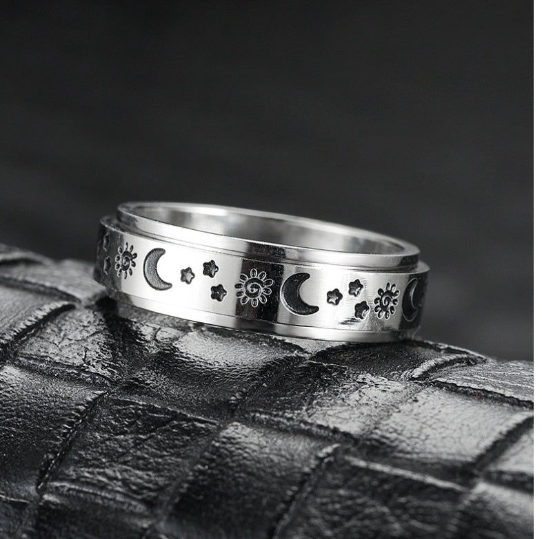 European And American Fashion Titanium Steel Rotating Ring Men