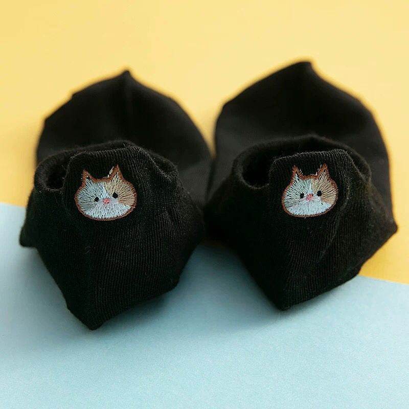 Socks Women's Socks Low Top Shallow Mouth Cotton Cute Japanese Style Cartoon Three-dimensional Heel Cat Boat Socks Spring And Summer Isn Fashion - Mubimart