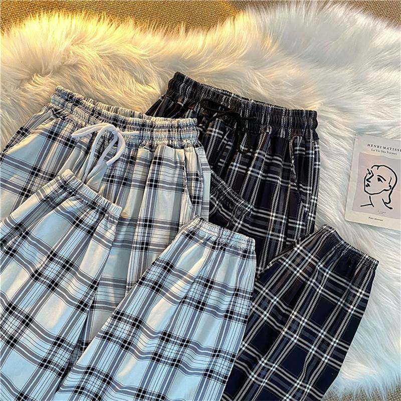 Plaid Pants Women's Casual Jogger Pants Fashion Loose Street Harem Pants - Mubimart
