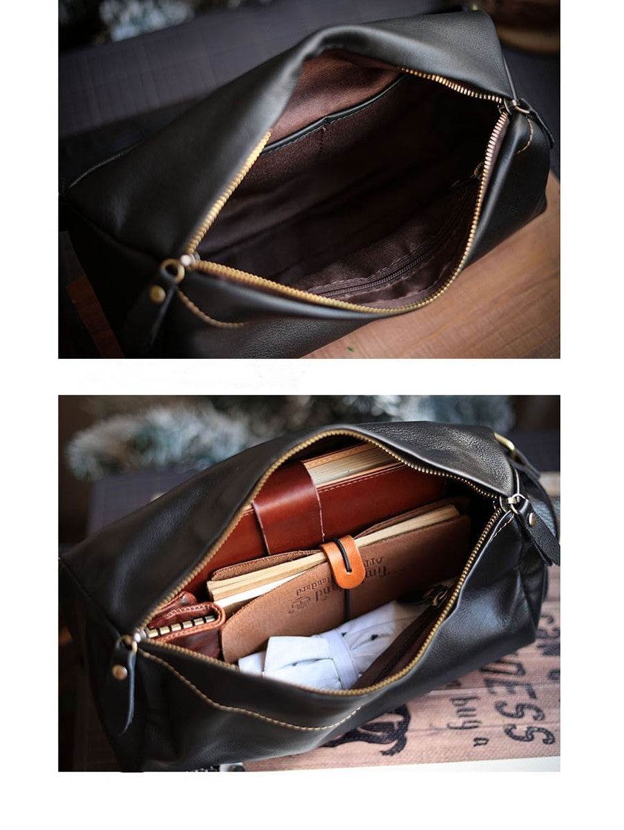 Cowhide Motorcycle Fanny Pack Harajuku Single Shoulder Crossbody Bag - Mubimart