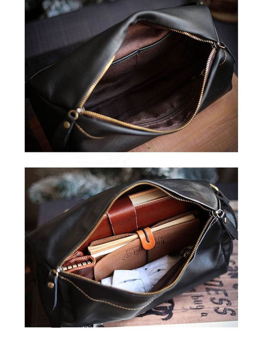 Cowhide Motorcycle Fanny Pack Harajuku Single Shoulder Crossbody Bag - Mubimart