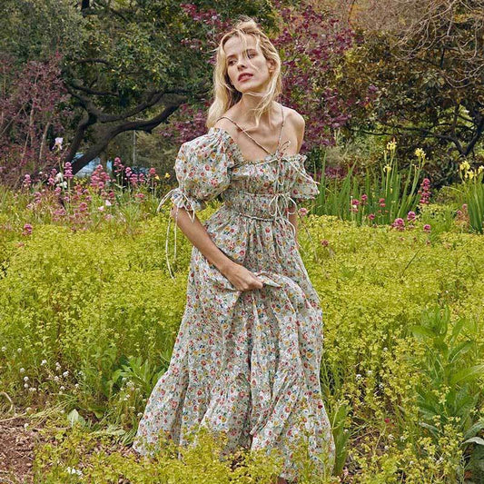 Women's Summer Resort Slip Print Dress - Mubimart