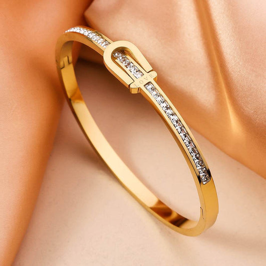 Gold Plating Exquisite Stainless Steel Bracelet Fashion Bracelet & Bangles For Women Lady Jewelry Charm Valentine's Gift - Mubimart