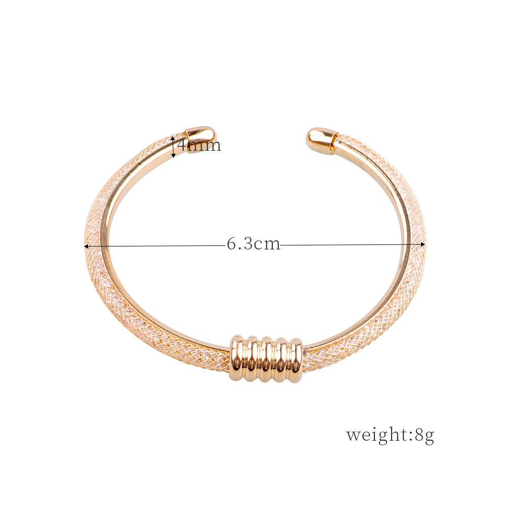 Fashion Alloy Hollow Geometric Bangle Bracelet Women - Mubimart