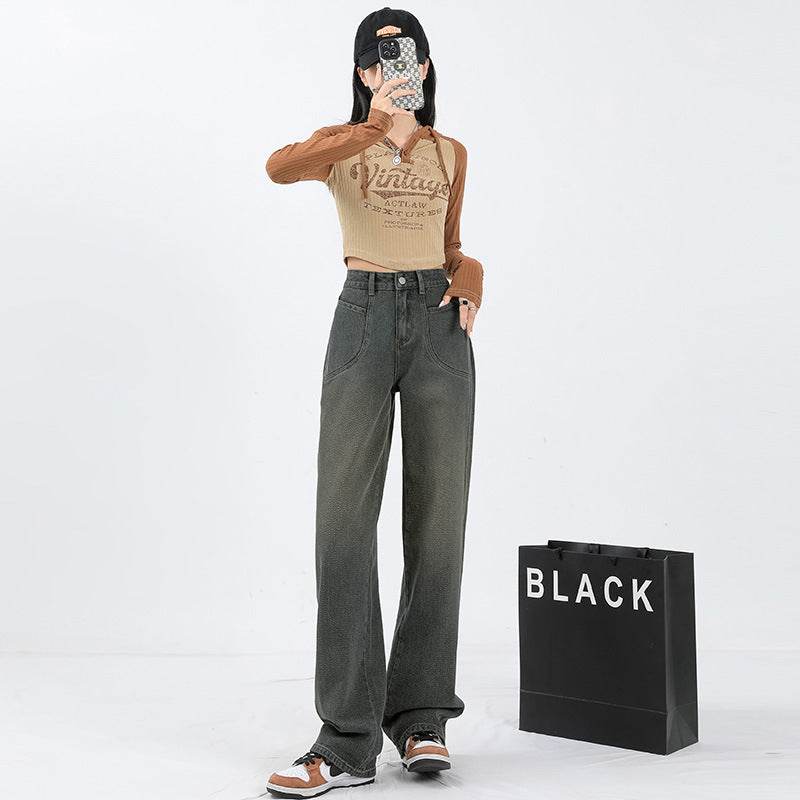 Fashion Washed Wide-leg Jeans For Women - Mubimart