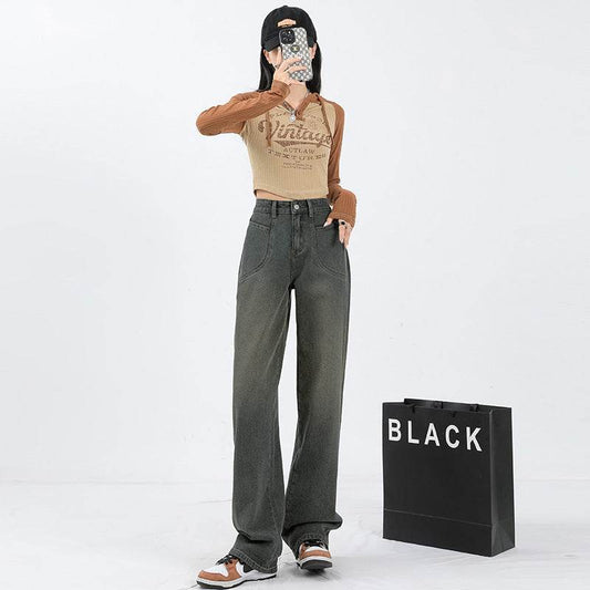 Fashion Washed Wide-leg Jeans For Women - Mubimart