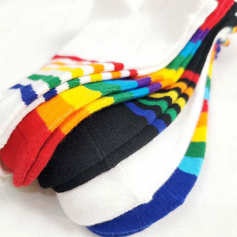 Rainbow Short Tube Low Top Doll Unisex Ins Trend Trendy Socks - Mubimart