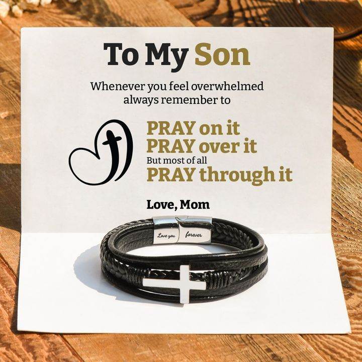 Mens Stainless Steel Cross Fashion Bracelet - Mubimart