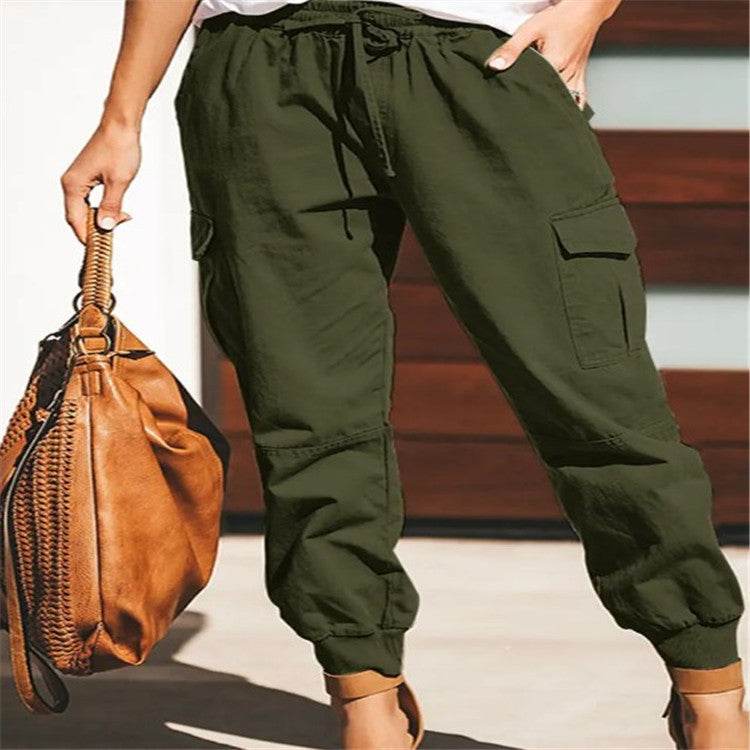 Women Pants Sweatpants Pockets Elastic Waist Jogger Pants Lounge Trousers - Mubimart