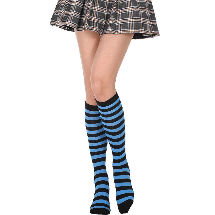 Japanese Women's Mid Tube Socks Pinstripe Knee Socks - Mubimart