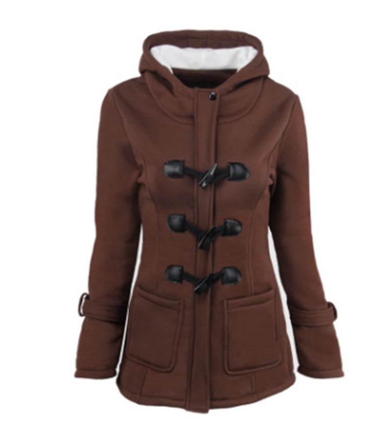 warm winter fur collar jackets women new horn button Long down coat women parka Plus Size female parka hoodies Women - Mubimart