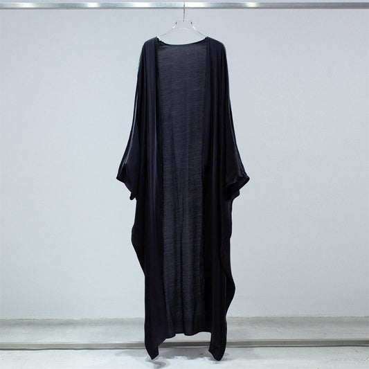 Fashion Casual Bright Silk Cardigan Plus Size Robe Batwing Sleeve - Mubimart