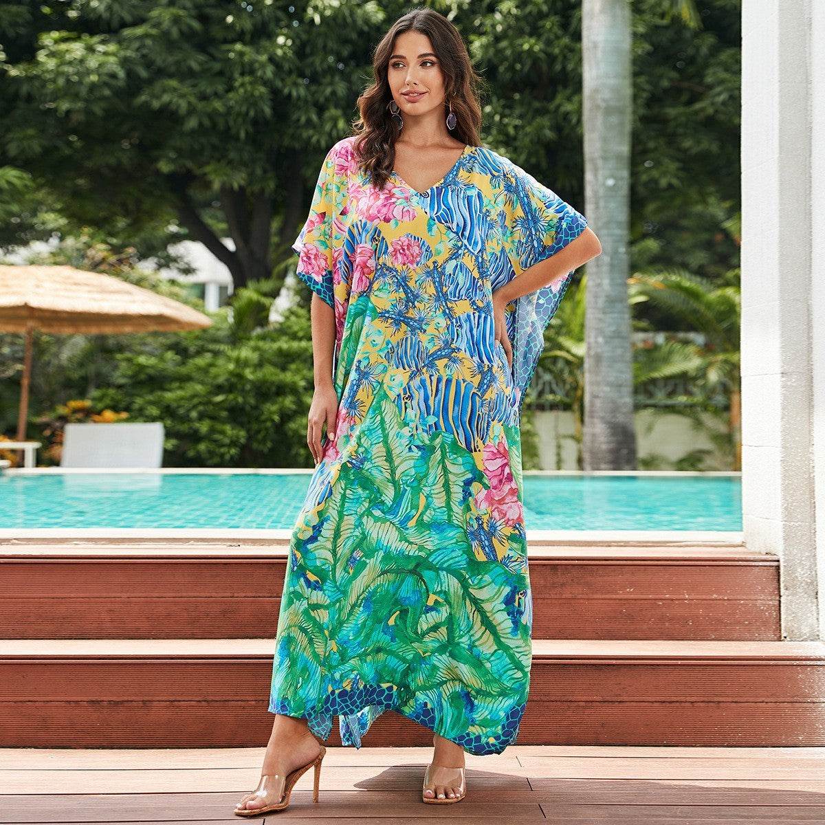 Plus Size Robe Blouse Beach Bikini Vacation Coat Dress Women - Mubimart