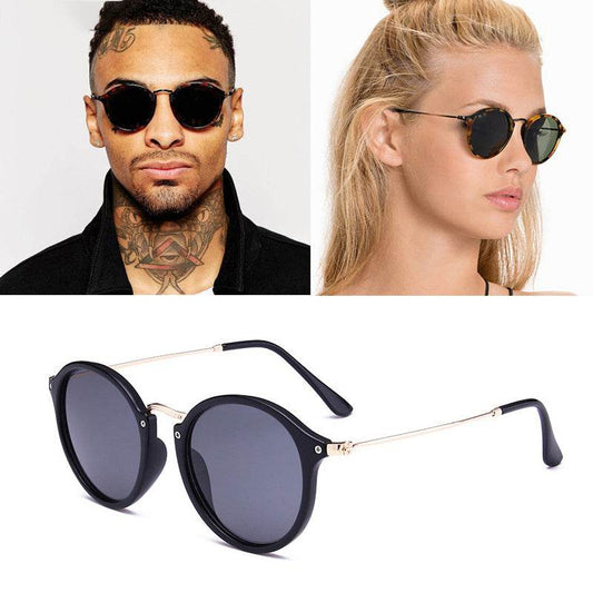 Metal Round Face Sunglasses Retro Driver Sunglasses Men And Women Sunglasses - Mubimart