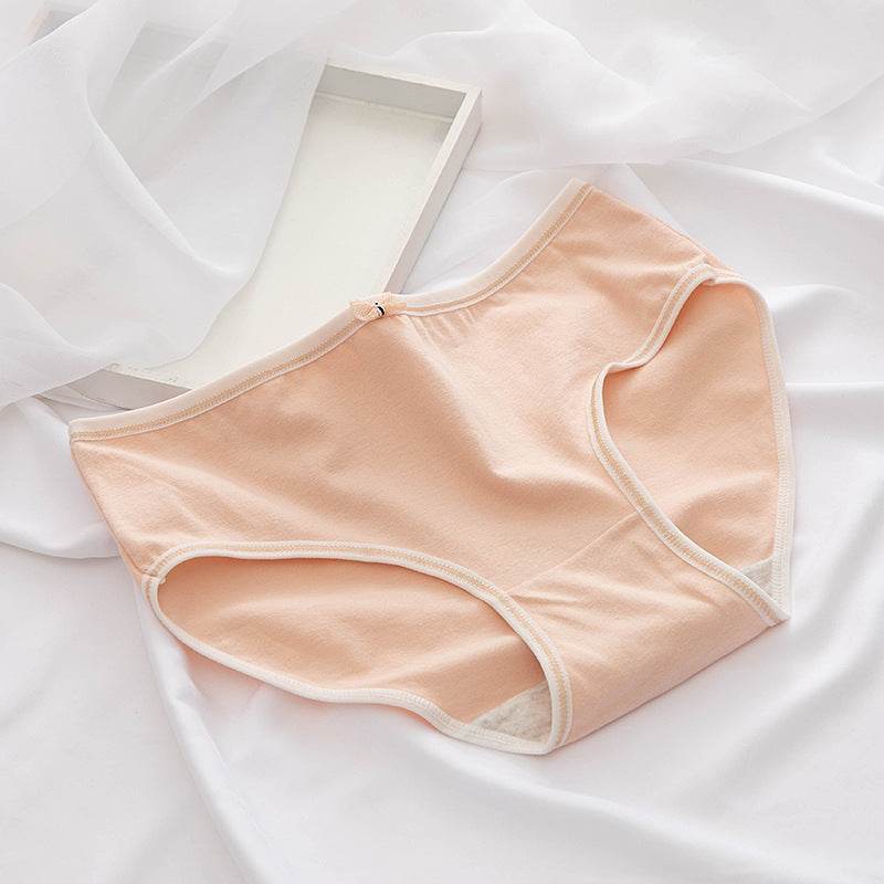 Simple Girl Cotton Panties Women Mid-waist Sweet Student Briefs - Mubimart