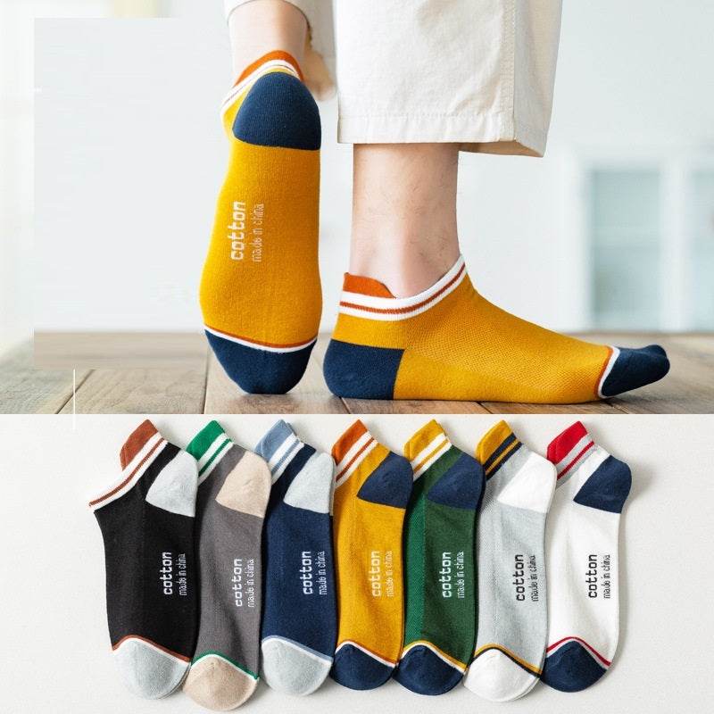 Socks Male Socks Sweat-absorbent Breathable Short Pure Cotton Socks Spring And Summer Thin Low-top Sports Mesh Men's Boat Socks - Mubimart