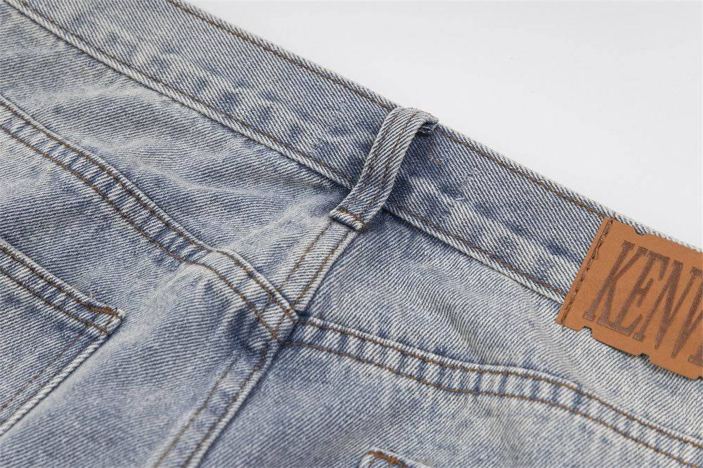 Splash-ink Wide-leg Jeans For Men And Women - Mubimart