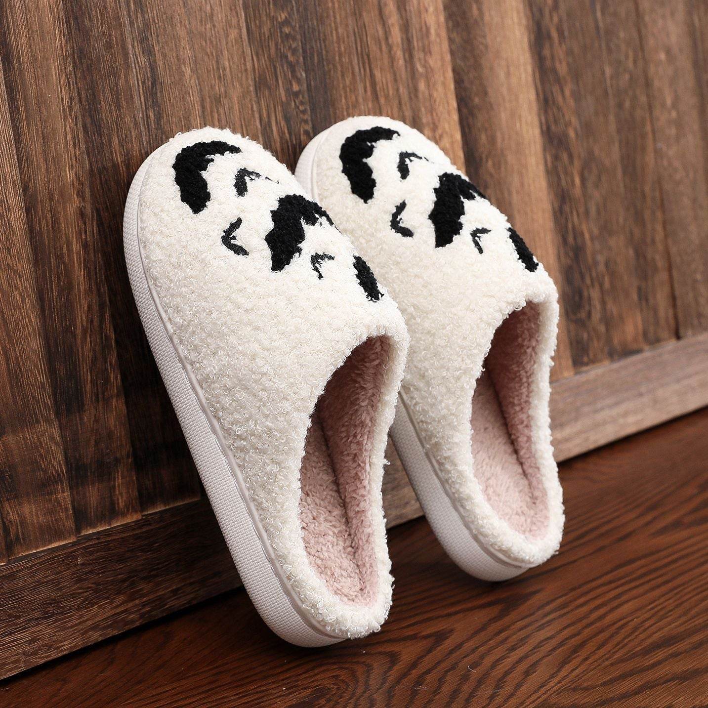 Funny Bat Slipper Halloween Pumpkin Flat Indoor House Shoes For Women Men Soft Plush Cozy Horror Fashion Halloween Gifts - Mubimart