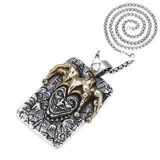 Mens Alloy Poker Clown Pendant Necklace Vintage - Mubimart