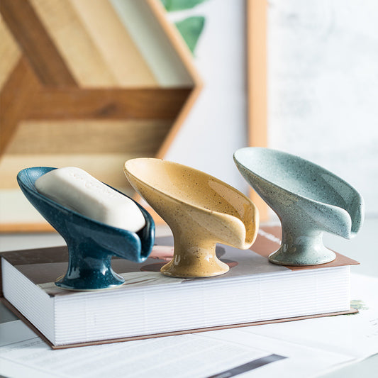 Ceramic Soap Dish Without Perforation Draining Rack