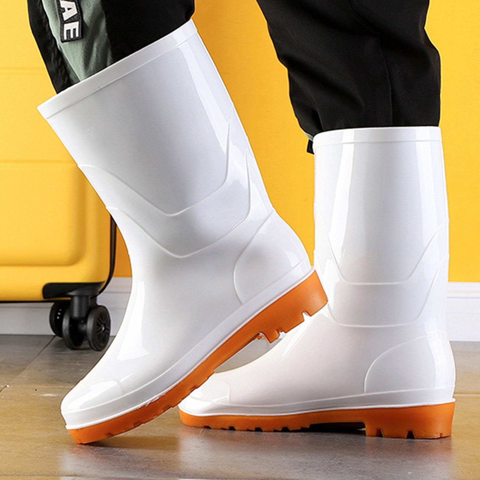 Labor Insurance Work White Sanitary Rain Boots - Mubimart